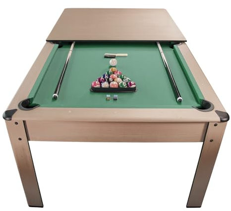 Billard Convertible Couleur Bois Chêne et Tapis Vert 226 x 126cm - Ambiance