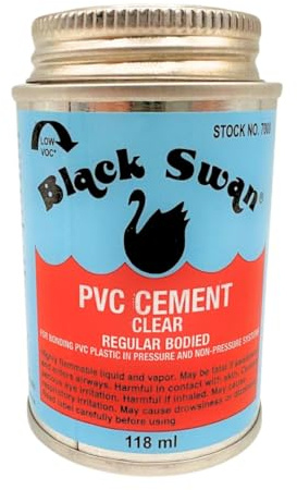 Black Swan PVC Cement – Clear Solvent Cement for PVC Pipe up to 4 (110mm) – Fast-Acting, Regular Bodied, Quick-Drying Adhesive for Strong, Leak-Proof Joints – LavaTap Plumbing (118ml)
