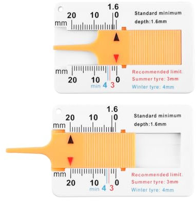 Tabanzhe Tire Tread Depth Gauge-2PCS 0-20 mm Tyre Tread Depth Ruler Checker Adjustable Tyre Gauge Measurement Tool for Car Truck Motorcycle Range Tires Tread Depth Measuring