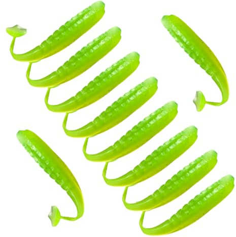 Lot de 10 Leurres Souples de Pêche, Amorce Peche Carnassier, Appât Artificiels avec Queue en T Swimbaits, Accessoires de Pêchepour Poissons d'eau Douce et d'eau Salée