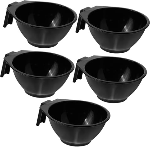 ERINGOGO 5 Pièces Bol de Teinture Cheveux Plastique Robuste Bol de Mélange Professionnel pour Salon Kit DIY Soin Capillaire Pratique et Facile à Nettoyer Noir
