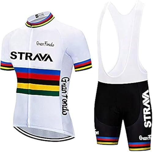 X-CQREG Cycling Jersey Men Set Bib Shorts Set Summer Mountain Bike Bicycle Suit Anti-UV Bicycle Team Racing Clothes (White,Large)…