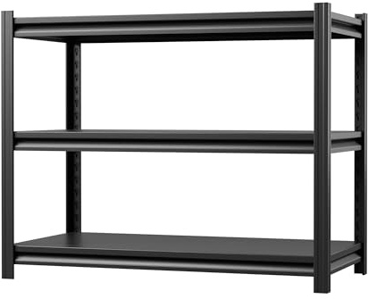 SUPEER Heavy Duty metallhylla 100 x 80 x 50 cm med 3 justerbara metallhyllor, garagehyllor, hyllor för garage, förvaringshylla för källare och verkstäder, lastkapacitet upp till 300 kg, svart