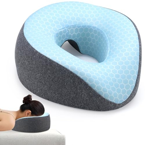 TYBYBB Appuie-tête de massage pour lit, coussin de massage avec trou pour la tête, coussin de massage en mousse à mémoire de forme, coussin facial pour table de massage, coussin facial avec trou, pour