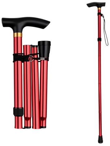Höjdjusterbar promenadkäpp i 5 steg, lätt bärbar, vikbar promenadkäpp för kvinnor och män, 85–95 cm, höjdjusterbar krycka, promenadkäpp i aluminium, justerbar promenadkäpp (svart)