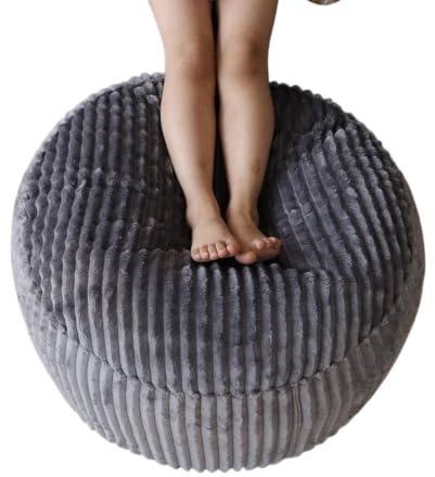 lygooh Unstuffed Footstool Bean Bag Cover Round Pouf Ottoman Foot Stool | No Filler, Foot Stool, Chair Storage, Washable, Durable, Comfortable, Chair Storage for Living Room Bedroom