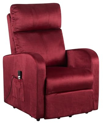 POLTRONE ITALIA Detraibile 19% Poltrona Relax Elettrica 2 motori, reclinazione indipendente schienale pediera 4 ruote spostare utente Sfoderabile Lavabile elevabile anziani reclinabile Rosso Bordeaux