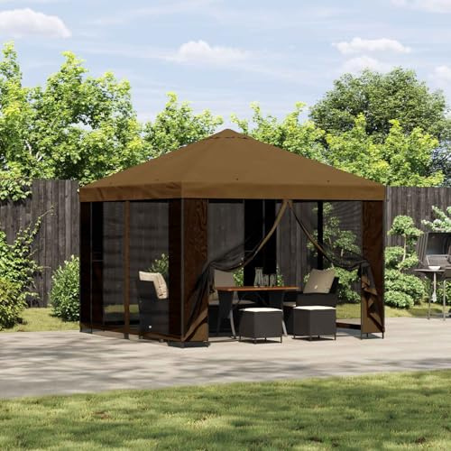 Mokuyary Padiglione 3 x 3 m Grigio talpa Poliestere e Acciaio 190 GSM Tenda di Ricezione, Gazebo Gazebo Gazebo Padiglione per Campeggio, Eventi, Terrazze e Festivals-A2