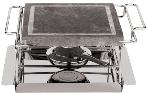 Paderno World Cuisine Grillstein-Grill, Einzelbrenner, Silber