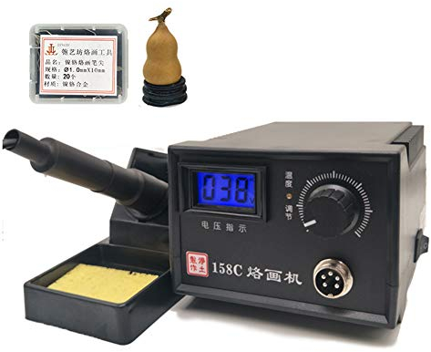 Brandmalerei,Brandmalstation Holzbrenner mit Halterung,Pyrographie Maschine 60W 220V mit 20Pcs Brennspitzen für Holz Leder Kürbis Handwerk Brandmal (1 Holzkobeln Digital Display)