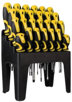 Toolland Ensemble de tournevis, 26 pièces, avec support, embout magnétique, poignée antidérapante ergonomique en soft grip, conception ergonomique, poignée antidérapante, acier au chrome-vanadium