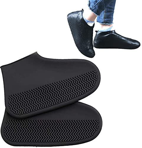 1 paia copriscarpe in silicone impermeabile, riutilizzabili lavabile antiscivolo e resistente all'usura portatile Copertura scarpe per scarpe per giornate di pioggia e neve viaggio (L,nero)