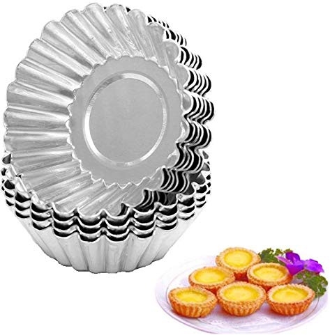 KDDOM 10 Pcs Stainless Steel Mini Tart/Pie Pans Reusable Tartlet Cupcake Baking Mold for Pies Baking Tool Non Stick