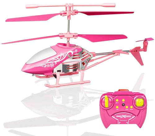 Hymaz Pink Remote Control Helicopter Toys for Girls Gift for 6 7 8-12 Years Old, 2.4GHz 3.5Channel Drones with LEDs for Kids Beginner Plane Flying Toy for Indoor Outdoor Games (Pink)