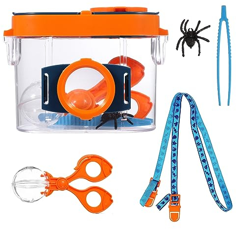 Becherlupen für Kinder, Lupe Insekten Sammelbox, Lupenglas für Kinder, Insekten Beobachtungsbox mit Riemen, Insektenklammern, Pinzette, Kinder Naturerkundung Entdecken