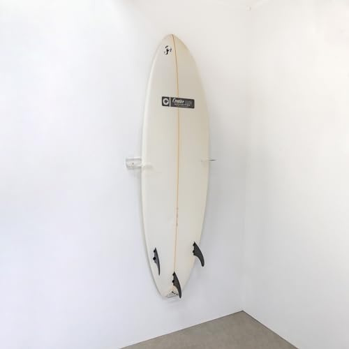 StoreYourBoard Support mural flottant pour planche de surf en acrylique transparent, décoration murale intérieure, support vertical pour planches courtes, planches de poisson et funboards, peut