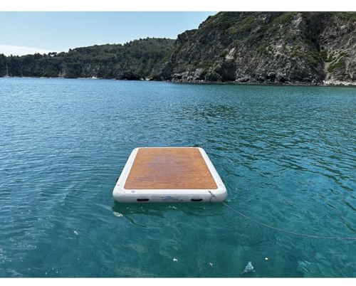 Piattaforma Gonfiabile T-WAVE, Isola Galleggiante 250x150xh15 cm. 8 Anelli in Acciaio 250kg.capacità di carico