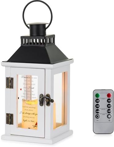Staymoment Sympathy Gifts for Loss of Loved One: White Memorial Lantern with LED Candle, Bereavement Funeral Grieving Remembrance Gift for Loss of Mother Father Husband Daughter Brother