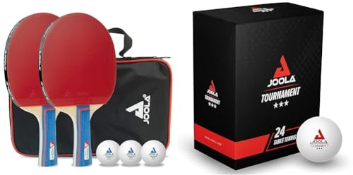 JOOLA 54820 Tischtennis-Set & Tischtennisbälle Tournament Selektierte 40+mm Durchmesser, 3-Stern Premium Tischtennis Bälle Indoor und Outdoor Kompatibel, Weiß, 24 Stück