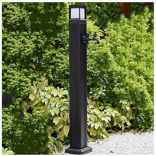 Garden Water Column Waterproof Solar Pillar Light, Outdoor Antifreeze Cracked Water Pipe Faucet Extender Remote Spigot, Patio Water Dispenser Water Fountain Hose Bibb, For Watering/Car Washing