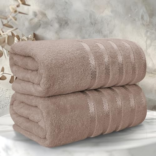 Casabella Bath Sheets - Luxury 2 Pack Bathsheet 90x180 cm - 100% Cotton Towels - Quick Dry Extra Large Bath Towel - Super Soft Highly Absorbent Jumbo Bath Sheet - Large Bathroom Towels - Beige