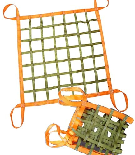 Cargo Hanging Net - Heavy Duty Lifting Sling Net, Nylon Flat Webbing Net, Truck/Trailer/Cargo Net, Safety Lifting Net Straps, Heavy Duty Rigging Strap For Lifting And Towing(1 X 1M/Mesh 10cm/Load 300K