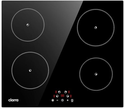 Ciarra CABBIH4-F Einbau Induktionskochfeld 60 cm 4 Platten Induktionskochplatte Kochfeld Induktion Touch-Bedienung 9 Leistungsstufen Timer Kindersicherung Abschaltautomatik Restwärmeanzeige 6000W