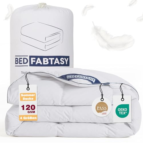 BedFabtasy Feder und Daunendecke 135x200cm, Oeko-Tex zertifizierte Leichte Bettdecke 135x200, 100% Extraweiche Federn & Daunen, Allergiker, RDS Zertifiziert Federbettdecke, Duvet, Sommerdecke