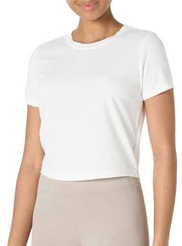 Amazon Essentials dam aktiv mjuk bomull rund hals kortärmad yoga träning lätt beskuren t-shirt
