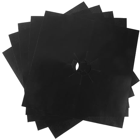 Générique 5 Pièces Tapis De Protection Pour Cuisinière à Gaz Éclabousser Bouclier Recharge Couvercles De Cuisinière Pour Cuisinière à Gaz Protecteur Four Grille- Doublure Black Téflon