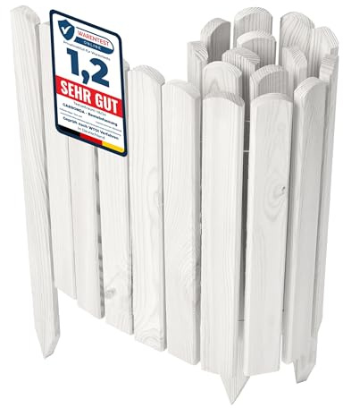 Garronda Rollborder Recinzione in legno flessibile 100 x 40 cm bordatura giardino bordura per aiuola staccionata in legno cordolo Decorazione da frutteti Palizzata GD-0148 Bianco