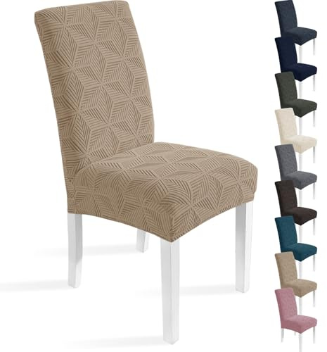 Ystyle Coprisedie con Schienale Elasticizzato 4 Pezzi, Cachi | Copri Sedie Soggiorno Cucina, Universali Fodera Sedia Antigraffio Gatto, Moderno Antimacchia Copertura Sedia