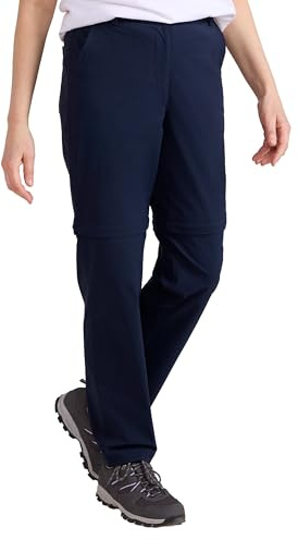 Mountain Warehouse Delta Stretch Womens Zip Off Trousers - UV Protect Max & Quick Drying Elastic Pants with Waistband - Spring Summer, Walking, Hiking, Outdoors Navy 16