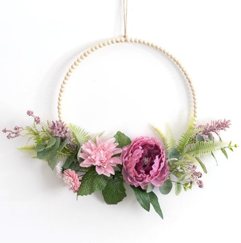 LOMOHOO Dörrkrans Vår Sommar Kransar för ytterdörr Färgglada konstgjorda blommor krans för inomhus utomhus fest bröllop bondgård väggfönster heminredning