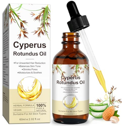 Cyperus Rotundus olja för hårborttagning, 100 % ren och naturlig Cyperusolja, effektiv för att krympa porer, anti-hårväxt, lämplig för kropp och ansikte hårborttagning 60 ml