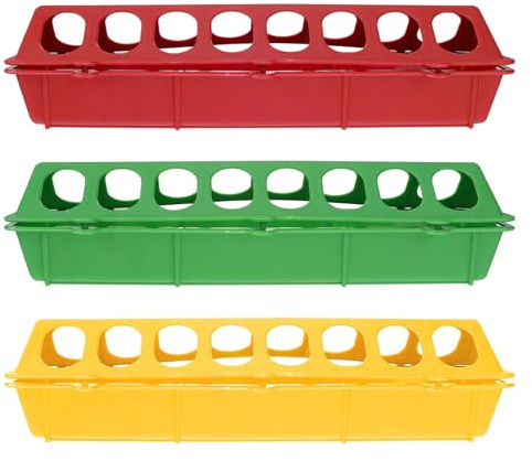Mobestech 3 pezzi Mangiatoia per Pollame Vaschetta Antispreco per Piccoli Uccelli e Pulcini Dispenser Multibocca Facile da Pulire e Ricaricare Adatta Piccioni e Pappagalli Colore Casuale