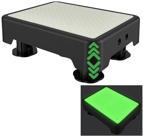 Escalón Antideslizante Regulable, 3 Alturas, Superficie Fluorescente Verde con Relieve Gaufré, Patas Antideslizantes y Base Amplia, Carga 200kg, para Mayores, Niños, Interior/Exterior, Ducha, Bañera
