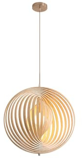 XANAYXWJ Creative Circular Moon Gummiträ Ljus Japansk Minimalistisk Naturträ Stil Gästhus ljuskronor 15,75In E27 Hänglampa Sängbord Dekorativ belysningsarmatur/15,75In/40Cm