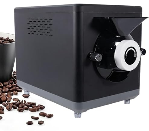 Kafferost 1600 W, Automatisk Rostmaskin med 1 kg Kapacitet | Temperatur 100–250 °C, Timer 5–60 Min och Dubbel Uppvärmning för Kaffebönor, Nötter, Spannmål och Popcorn(black)