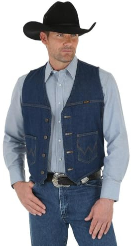 Wrangler Mens Unlined Denim Outerwear Vests, Denim, X-Large US