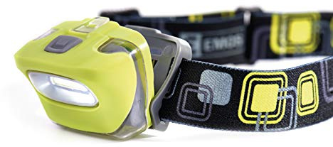 EMOS E-1450 COB LED Stirnlampe/Kopflampe für Outdoor, IP44 wasserdicht, stoßbeständig, 17 Meter Leuchtweite, 38 Stunden Laufzeit, 150 Lumen, 2 W, 4 x 5,9 x 4 cm, Gelb
