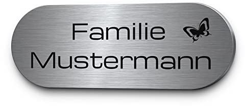 Edelstahl Namensschild für Türklingel Briefkasten o. Haustür - mit Gravur personalisiert - versch. Größen groß bis klein | wetterfeste Türschilder Briefkastenschilder selbstklebend oder mit Bohrung