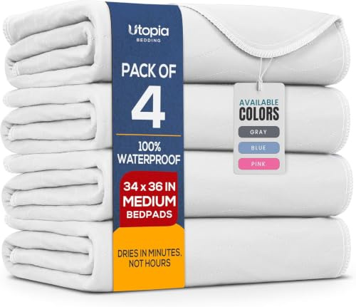 4 Pack Waterproof Reusable Heavy Absorbency Incontinence Bed Pads 34x36
