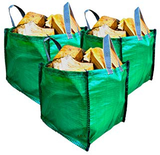 A&A SUPPLIES UK - 3 x Garden Waste Bags - 90 Litre - Sacks - With Bottom Handles - 45x45x45cm - Heavy Duty Garden Recyclable for Grass Leaves Storage