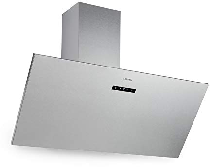 Klarstein Silver Lining - Dunstabzugshaube Kopffreihaube, EEK A, Umluft- oder Abluftbetrieb, 3 Leistungsstufen, Schräghaube, Wandhaube, 568 m³/h, 90 cm, silber