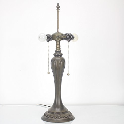 WERFACTORY Table Lamp Base Replacement Only, Wide 6.5 Height 24 Inch, Fit for 12, 14, 16, 18 Inch Tiffany Style Stained Glass Lampshade, Dark Bronze Finish, Resin, Pull Chain Switch