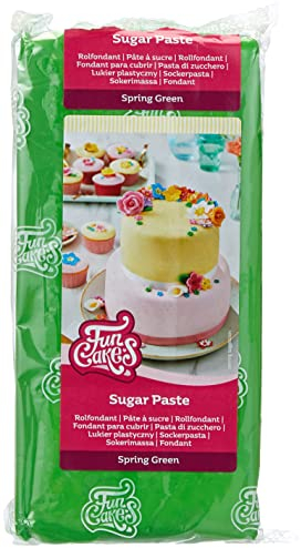 FunCakes Pasta di Zucchero Spring Green: facile da usare, liscia, flessibile, morbida e pieghevole, perfetta per decorare torte, halal, kosher e senza glutine - 1000 g