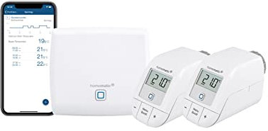 Homematic IP Smart Home Access Point + 2X Heizkörperthermostat – Basic, digitaler Thermostat Heizung, Steuerung per App, Alexa, Google Assistant, einfache Installation, Energie sparen