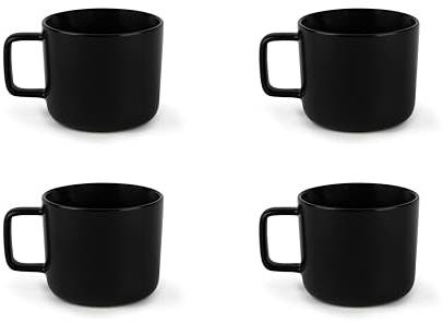 Excelsa Nordic Set mit 4 schwarzen Teetassen, Keramik, Steingut, Fassungsvermögen 210 ml.