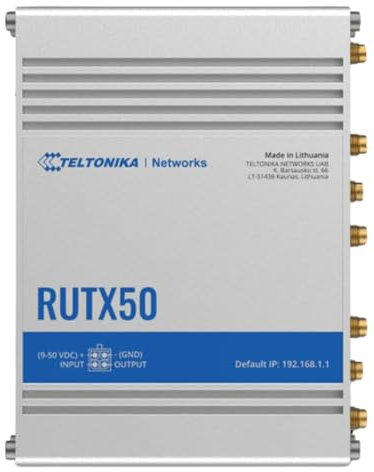 RUTX50 5G Dual SIM Industrial Router - WiFi 5 4G LTE/5G Cat 20 Router with 2 x Embedded SIM Slots & 7 x External Antennas - Upgrade with an additional Data Sim